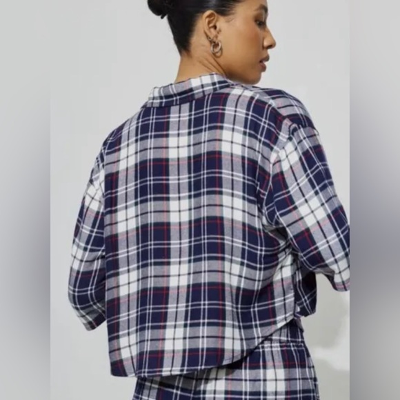 Garage plaid cropped oversized button down shirt XS - Picture 3 of 8